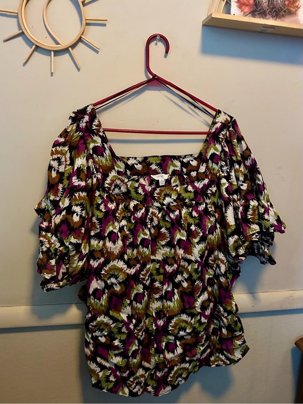 Women's Boatneck Ruffled Short Sleeve - Picture 2 of 4